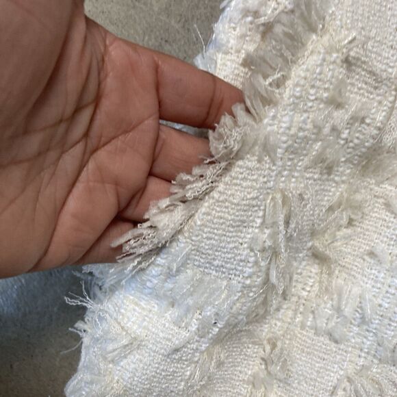 HM Mini Skirt Womens 10 Ivory Textured Short Pockets‎ Holiday Shaggy - Picture 3 of 10